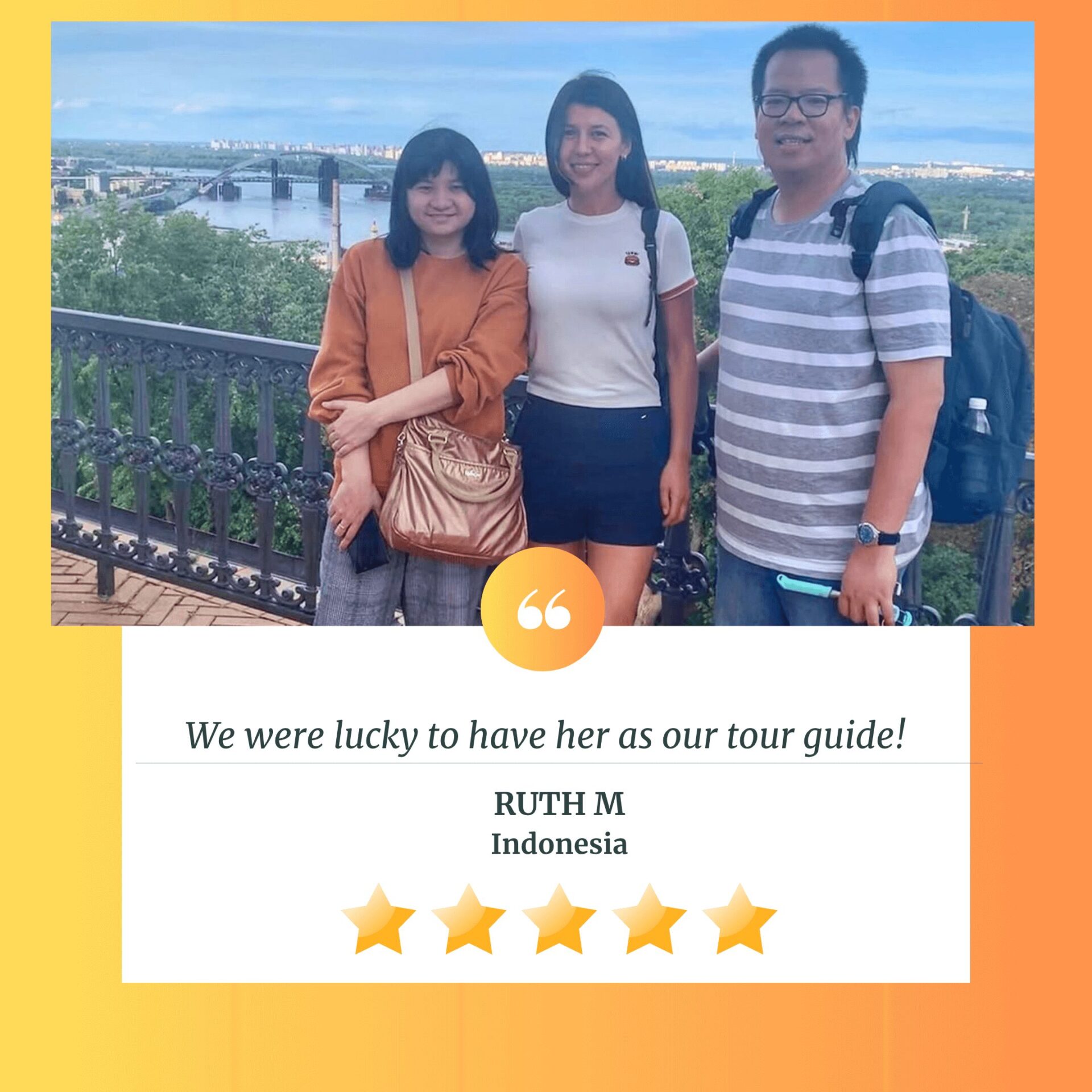 Kyiv private tour guide Viktoria with guests